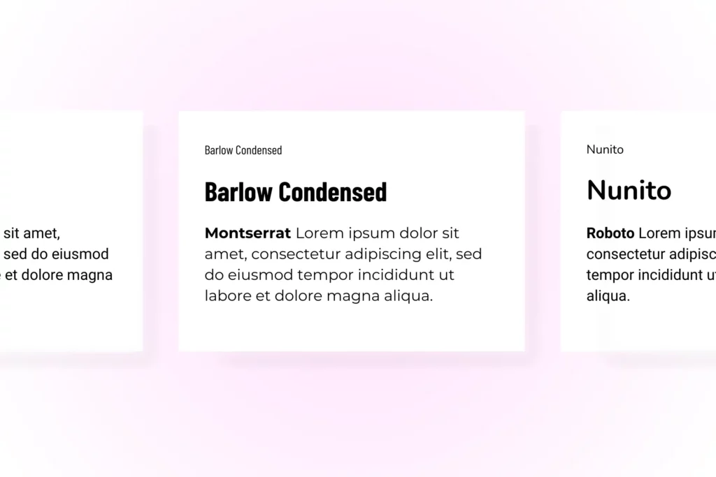 Font combinations demo with Barlow Condensed as heading and Montserrat as body text
