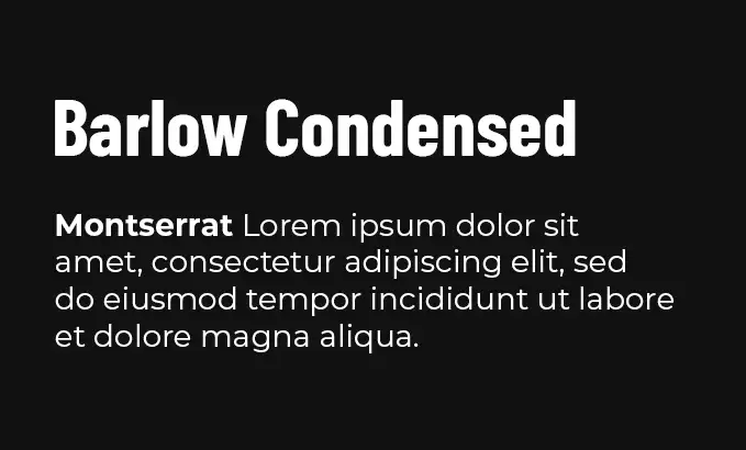 Font combinations demo of Barlow Condensed font as heading and Montserrat as body text.