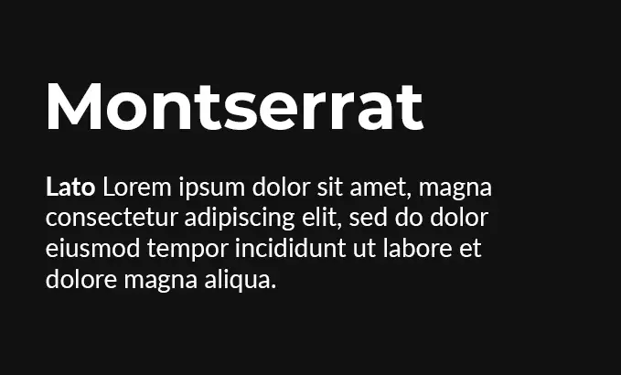 Font combinations demo of Montserrat font as heading and Lato as body text.