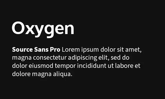 Font combinations demo of Oxygen font as heading and Source Sans Pro as body text.